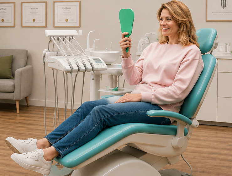 Patient discussing cosmetic smile goals with a dentist in a consultation room