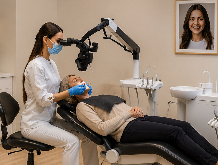 Patient receiving urgent dental assessment for pain and swelling