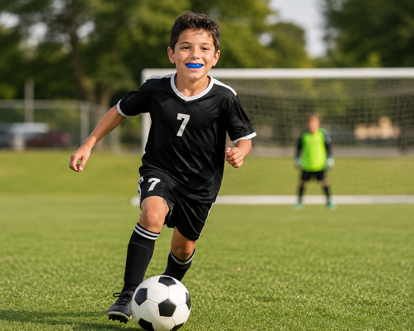 Custom sports mouth guard fitting in the dental clinic