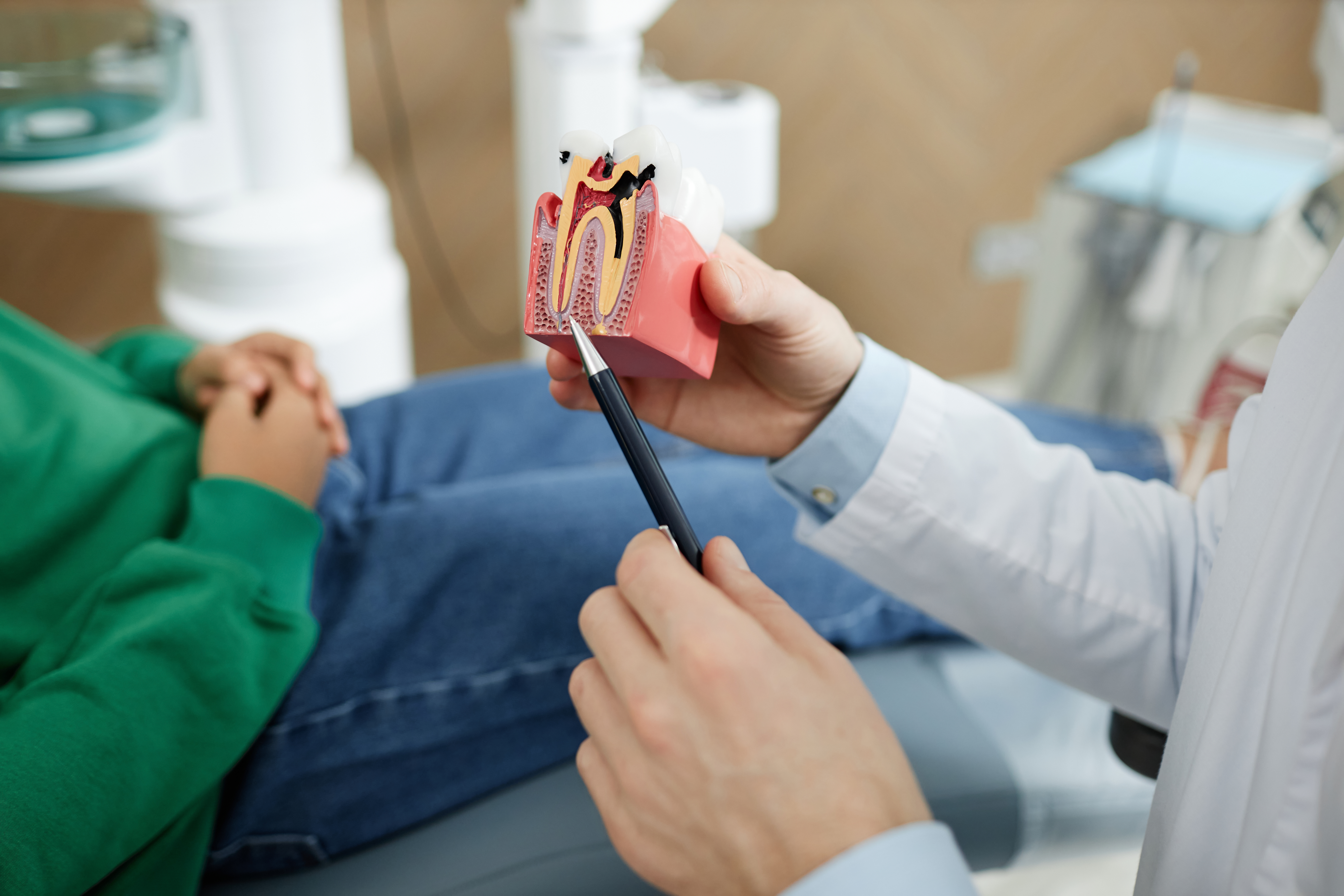Clinical image associated with infected tooth treatment and root canal care