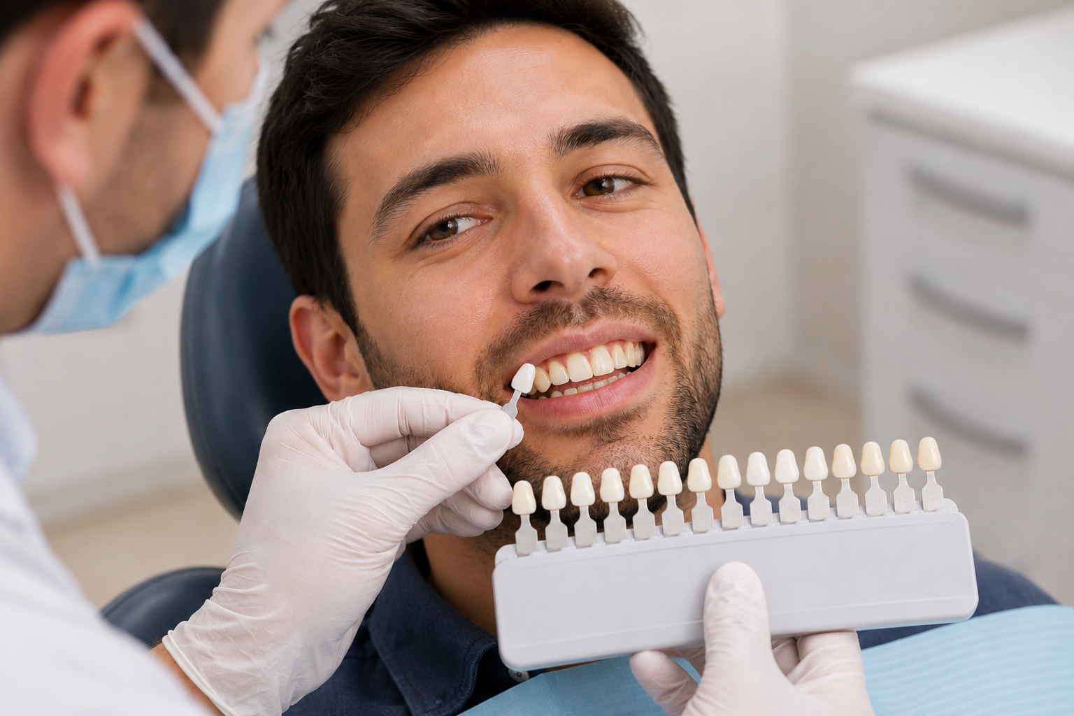 Professional teeth whitening treatment setup in the dental clinic