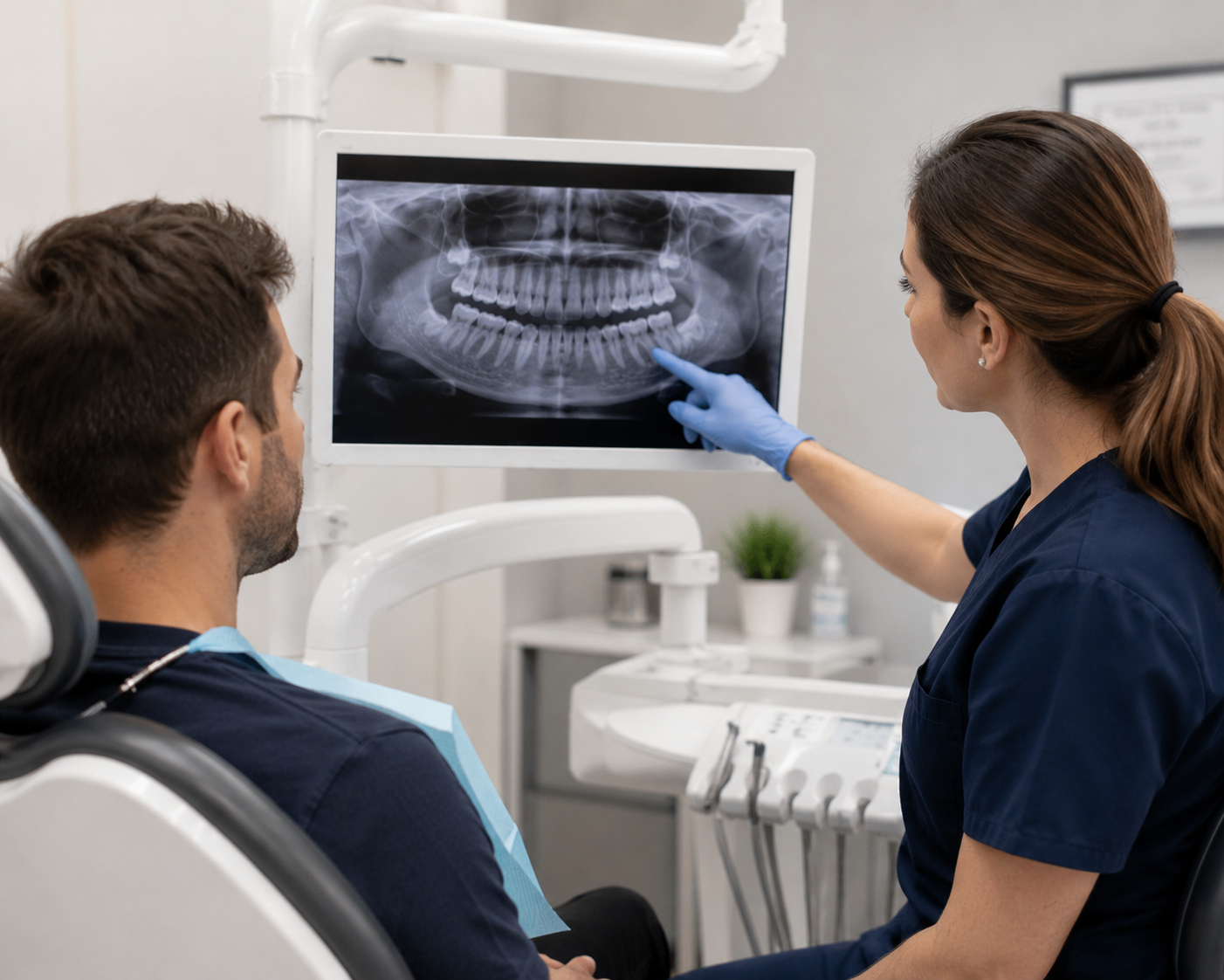 Tooth extraction consultation discussing simple versus surgical removal